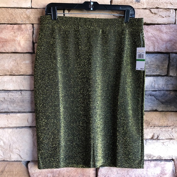 Michael Kors gold shimmer stretch Skirt NWT Large - Picture 1 of 8